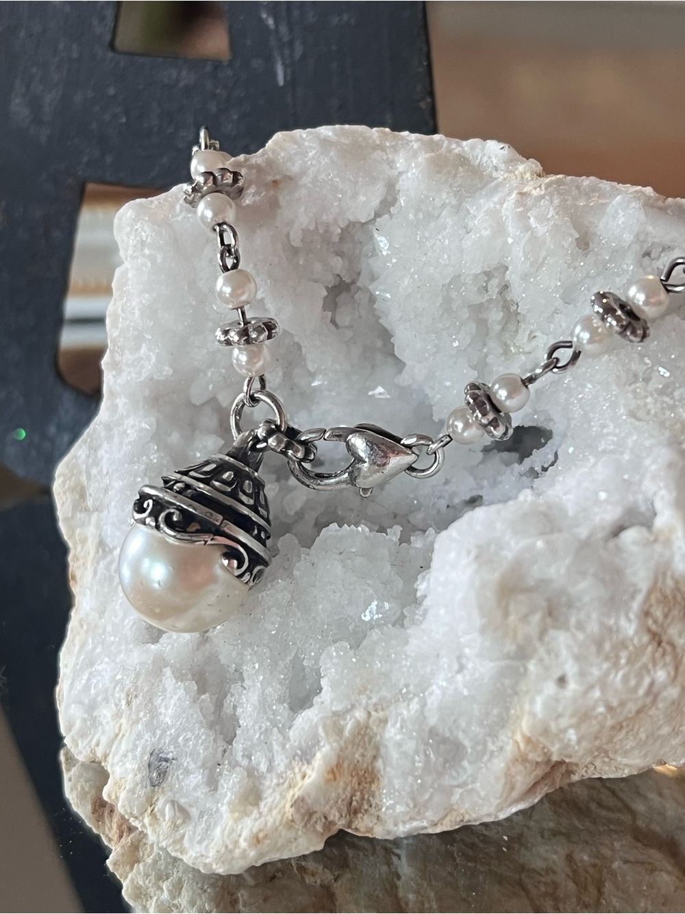 Silver Pearl Beaded Bracelet - Picture 2 of 7